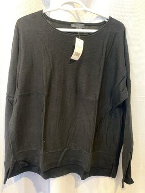 Vince Black Long Sleeve Crew Neck Top